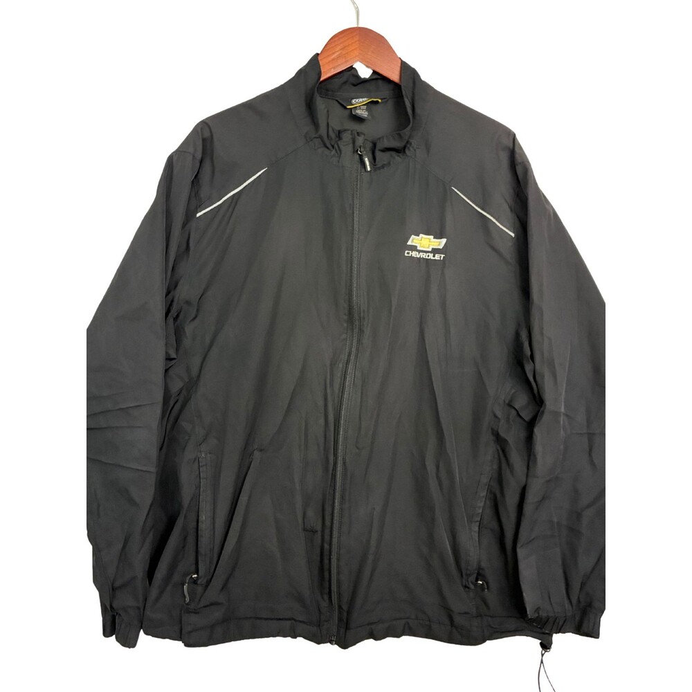 Chevrolet Jacket Mens XL Black Windbreaker Embroidered Bowtie Logo COR 345